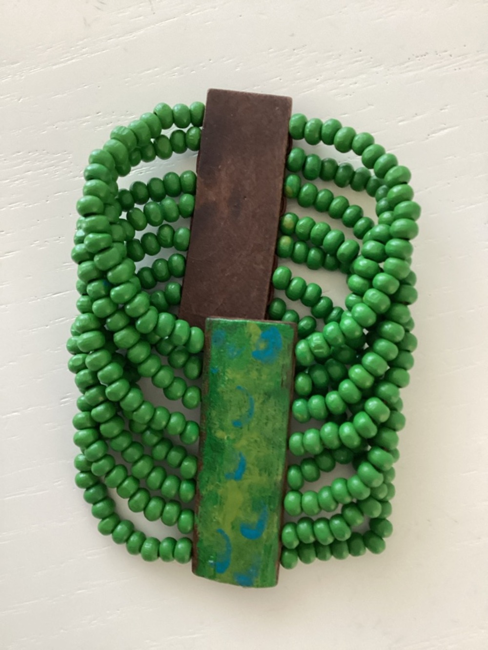 Green Beaded Multi-Strand Statement Bracelet